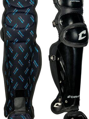 CHAMPRO mens Compact Pro Plus Umpire Leg Guard, BLACK, 17 Length